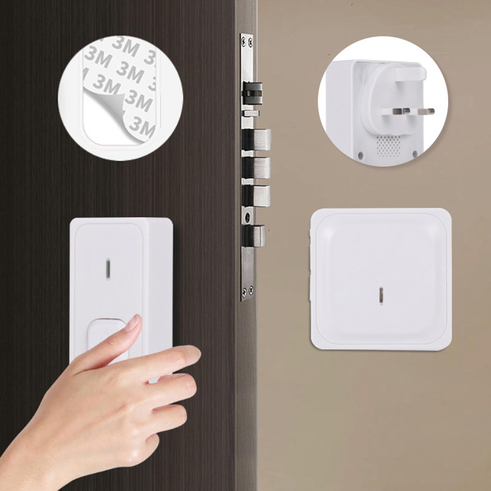 Kit sonnette de porte sans fil avec 2 récepteurs et 1 émetteur - Sonnette de porte étanche à l'extérieur - Portée de 300 m - 58 mélodies - 4 niveaux de volume - Avec flash LED (blanc)