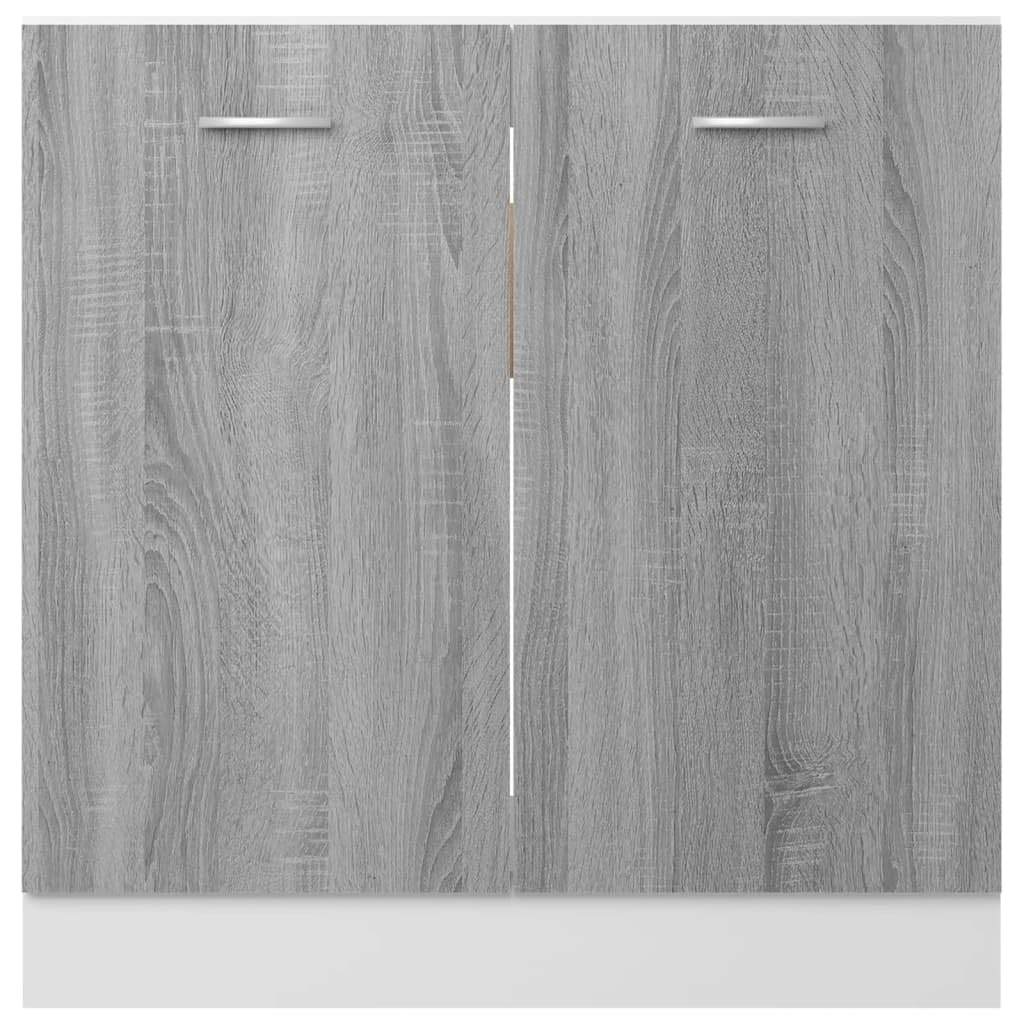 vidaXL Spülenunterschrank Lyon Grau Sonoma 80x46x81,5 cm Holzwerkstoff,Küchenschrank, Gastronomieschrank, Gastro Möbel, Küchenmöbel, Aufbewahrungsschrank