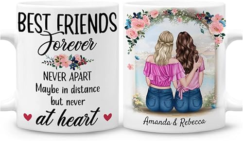 Miniatura 10 de Wassmin Bff Gifts for Women Pesonalized Best Friend Mug 11oz 12oz Walk Through Fire For You Bestie, taza de café, cumpleaños, amistad, Navidad,