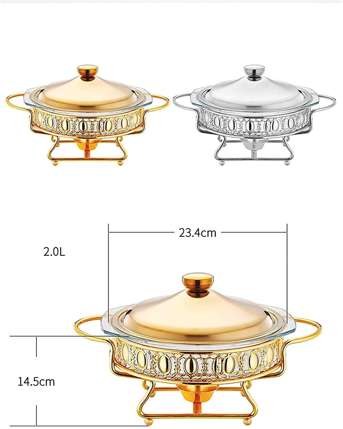 Zestaw do podgrzewania naczyń Chef Chafing Dish Buffet, zestawy podgrzewaczy ze stali nierdzewnej Chafer i Buffet, cateringowy bufet Mini Hot Pot Outdoor Picnic Household, 2L(Srebrny