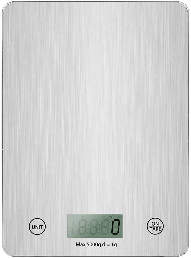 Food Scale, ROSIMO Digital Multifunction Kitchen Scale Stainless Steel 11lb 5kg ,Batteries Included,Large Display,Easy to Clean,Best Quality