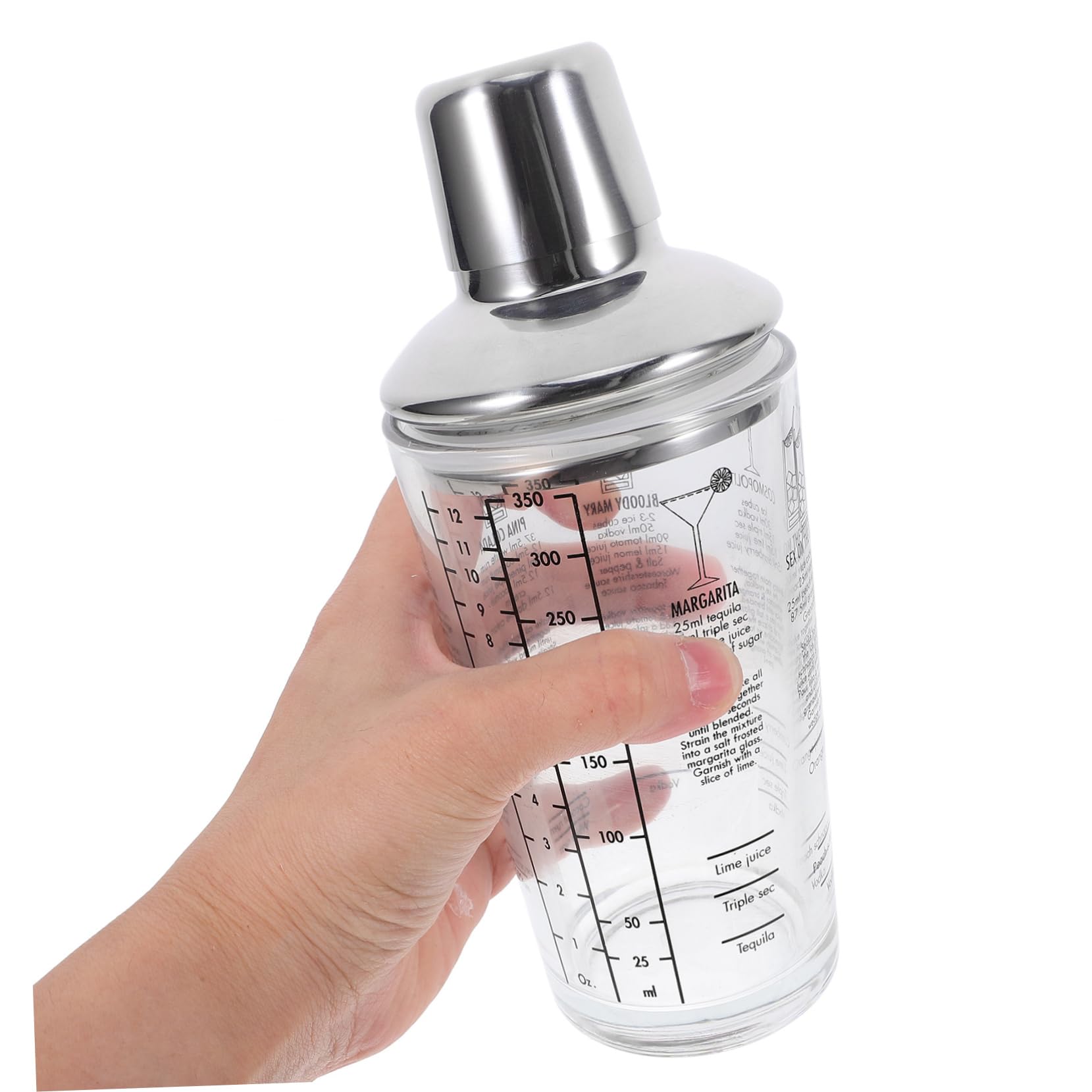 COLLBATH Juego de Coctelera de Vidrio y Acero Inoxidable 350ml, Medida Precisa y Agarre Cómodo, Adecuado para Bares y Cafeterías