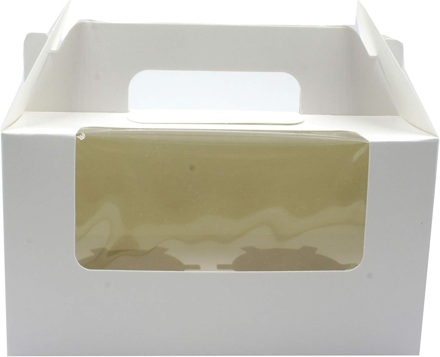 White/Brown Bakery Cupcake Box with Display Window & Cupcake Insert fits 2 Standard Size Cupcake with Handle, Set of 15 (white)