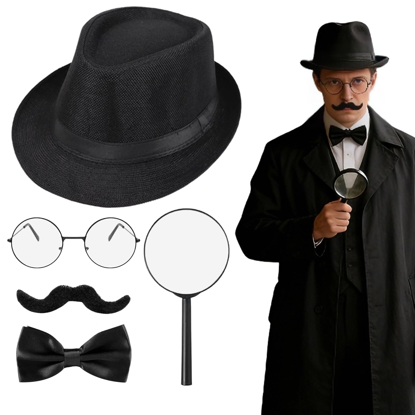 GYIOFAI 5 Pcs Adults Detective Costume Accessories Set