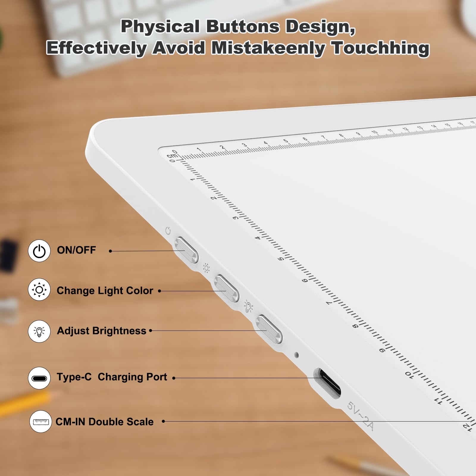 Elice Wiederaufladbares A4-Lichtpad für Diamantmalerei, magnetische LED-Lichttafel mit physischer Taste, superhelles Diamantkunst-Lichtpad, ultradünne Leuchtbox zum Nachzeichnen, Jäten von Vinyl,