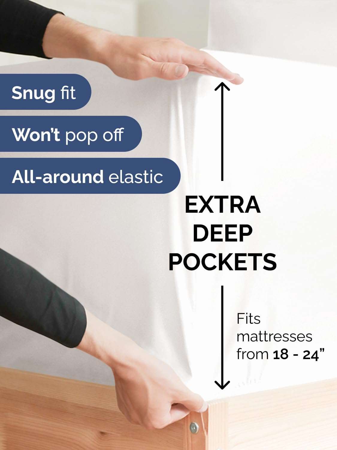 extra deep king fitted sheet - hotel luxury single fitted sheet only - easily fits 18 inch to 24 inch mattress - ultra soft, wrinkle free with extra deep pockets - breathable & comfy - antique white king 02 - antique white