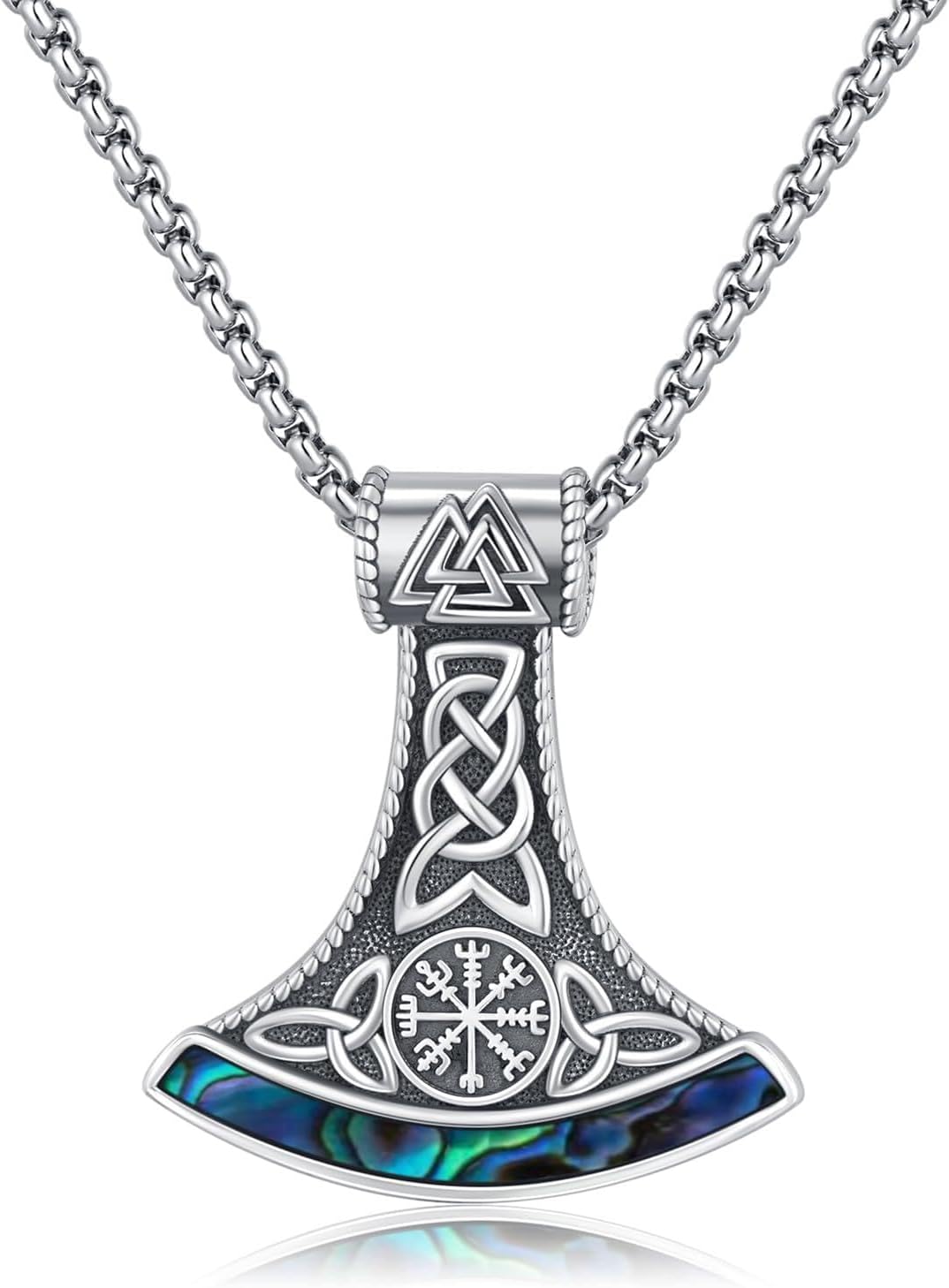 - Viking Thor Hammer Necklace 925 Sterling Silver Nordic Mythology Pendant with Abalone Shell for Men Women Viking Enthusiasts Gift Daily Wear & Special Occasions