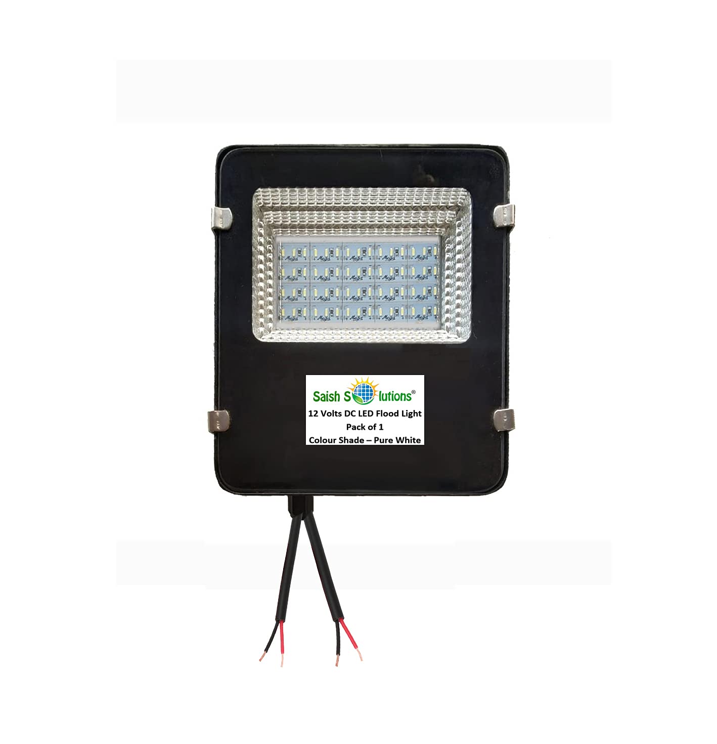 Saish Solutions 12 Volts 15 Watts DC LED Flood Light with Automatic Dusk to Dawn Feature Directly Run on Any 12 Volts Battery or 20 to 80 Watts Solar Panel