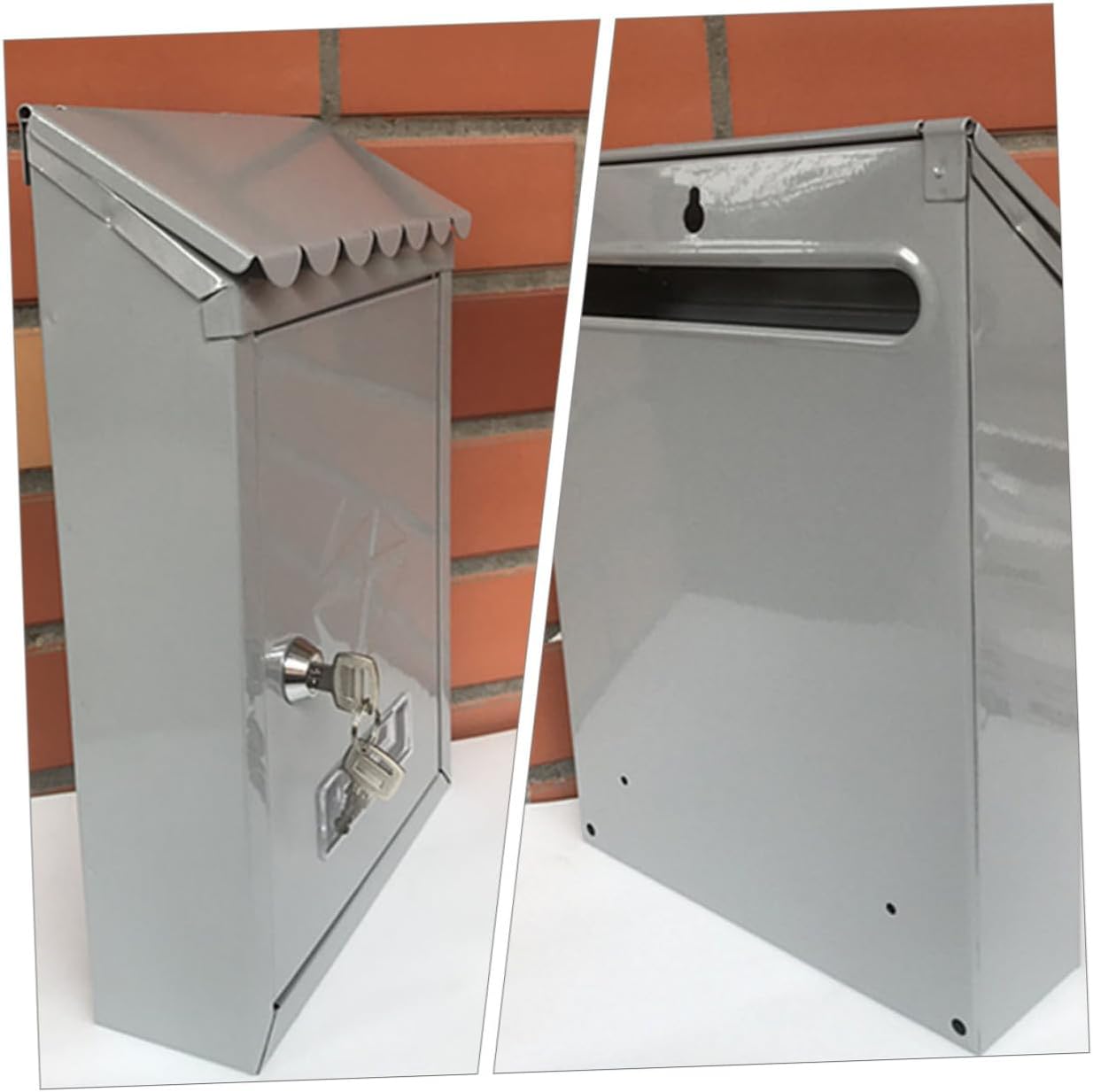 Kisangel Rustic Wall Mount Mailbox with Lock Weatherproof Tinplate Post Box for Home Outdoor Letter and Newspaper Holder Space-Saving Vintage Style Mailbox for Villa Easy Installation and