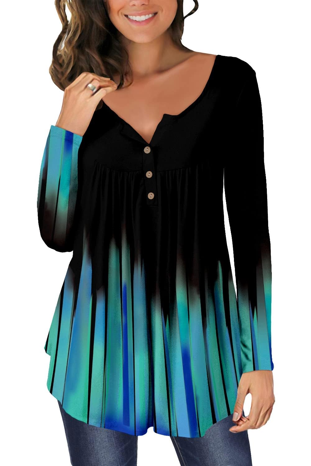 onlypuff Womens Round Neck Tops Casual Long Sleeve Tunic Tops Shirts Blouse for Leggings