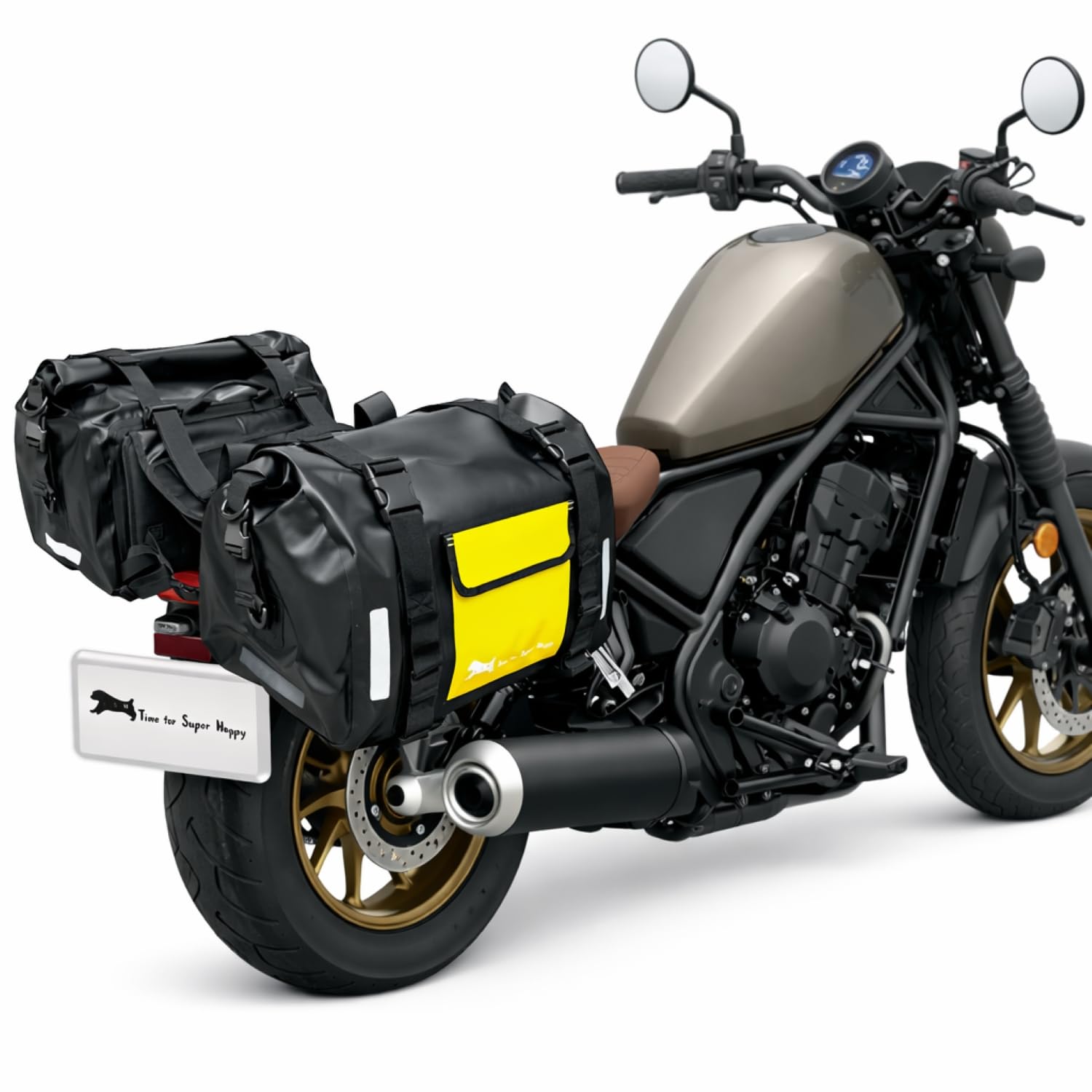 T.S.H バイク用防水サイドバッグ　【ブラック・イエロー】 左右セット ３０L Amazon | T.S.H バイク用防水サイドバッグ 左右セット 底面補強シート