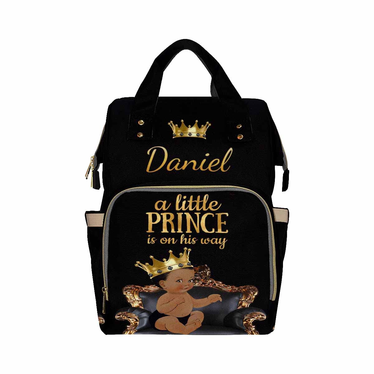 InterestPrint Custom Name Diaper Bag Backpack A Little Prince is on His Way Personalized Diapering Bag Nappy Bags Fashion Casual Daypack Travel