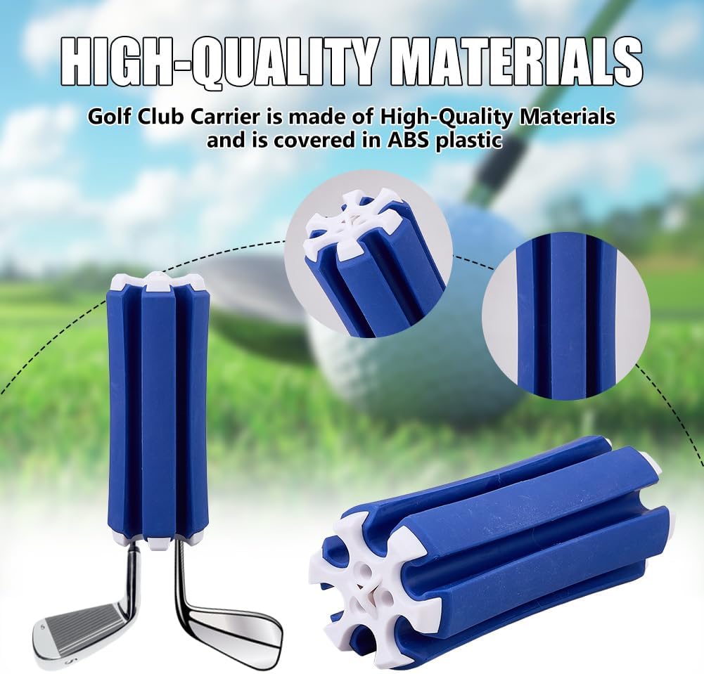 DICOSMETIC Golf Club Carrier Holds up to 6 Clubs Golf Club Organizer Holder Column Portable Golfing Accessory in Bags Keeps Your Clubs Visible, Clean and Dry (Blue, Gray)