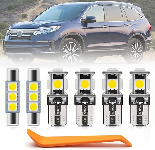 Miniatura 10 de Kit de 13 bombillas LED blancas Pilot para Honda Pilot 2009, 2010, 2011, 2012, 2013, 2014, 2015, cúpula de mapa, luces de carga superbrillantes,