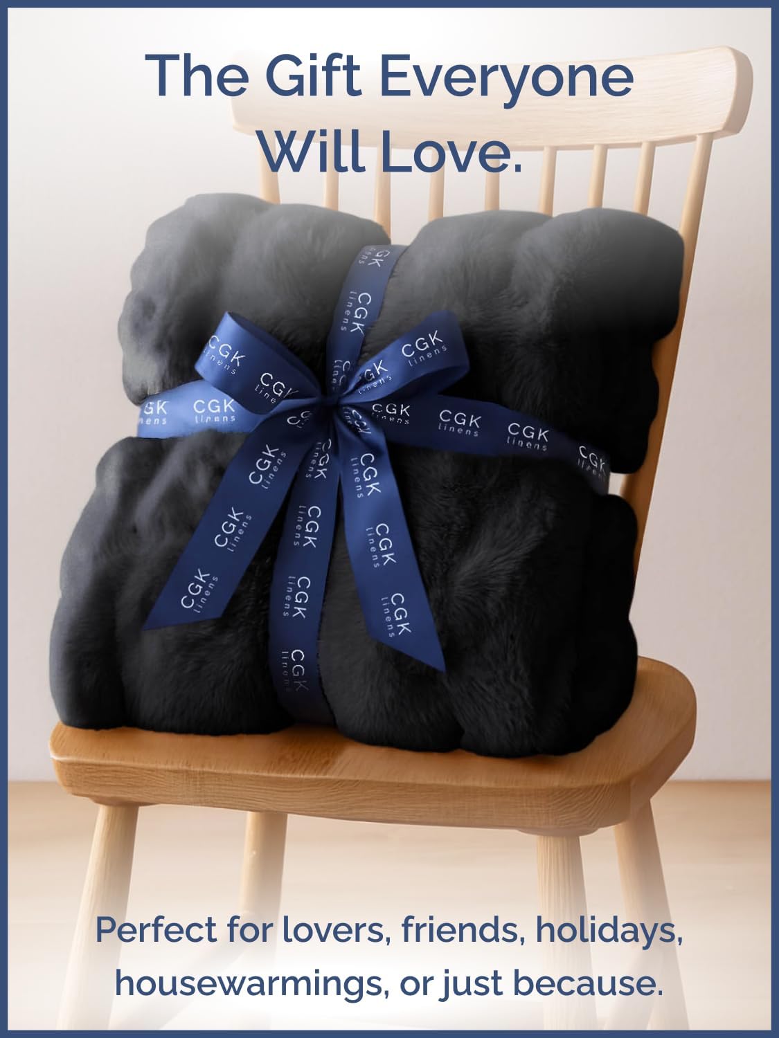 Fluffy Throw Bubble Blanket Twin Size - Faux Fur Throw for Couch or Bed - Plush Soft Extra Thick Faux Fur Rabbit Blanket - Comfy, Warm & Breathable - Luxury Minky Tie Dye Bedding - 60" x 80", Black