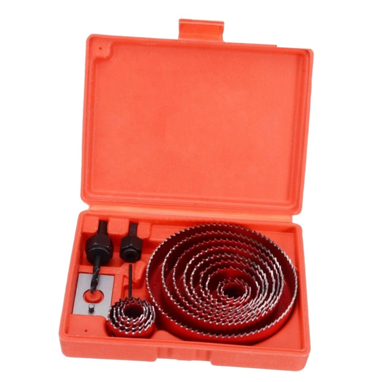16piezas Brocas Para Cortar Madera y Metal Kit De Para Carpintería y Estuche Rojo