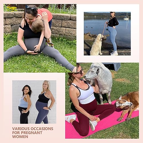 HIGHDAYS Women's Maternity Workout Leggings Over The Belly Pregnancy Stretch Yoga Active Pants with Pockets - Image 4