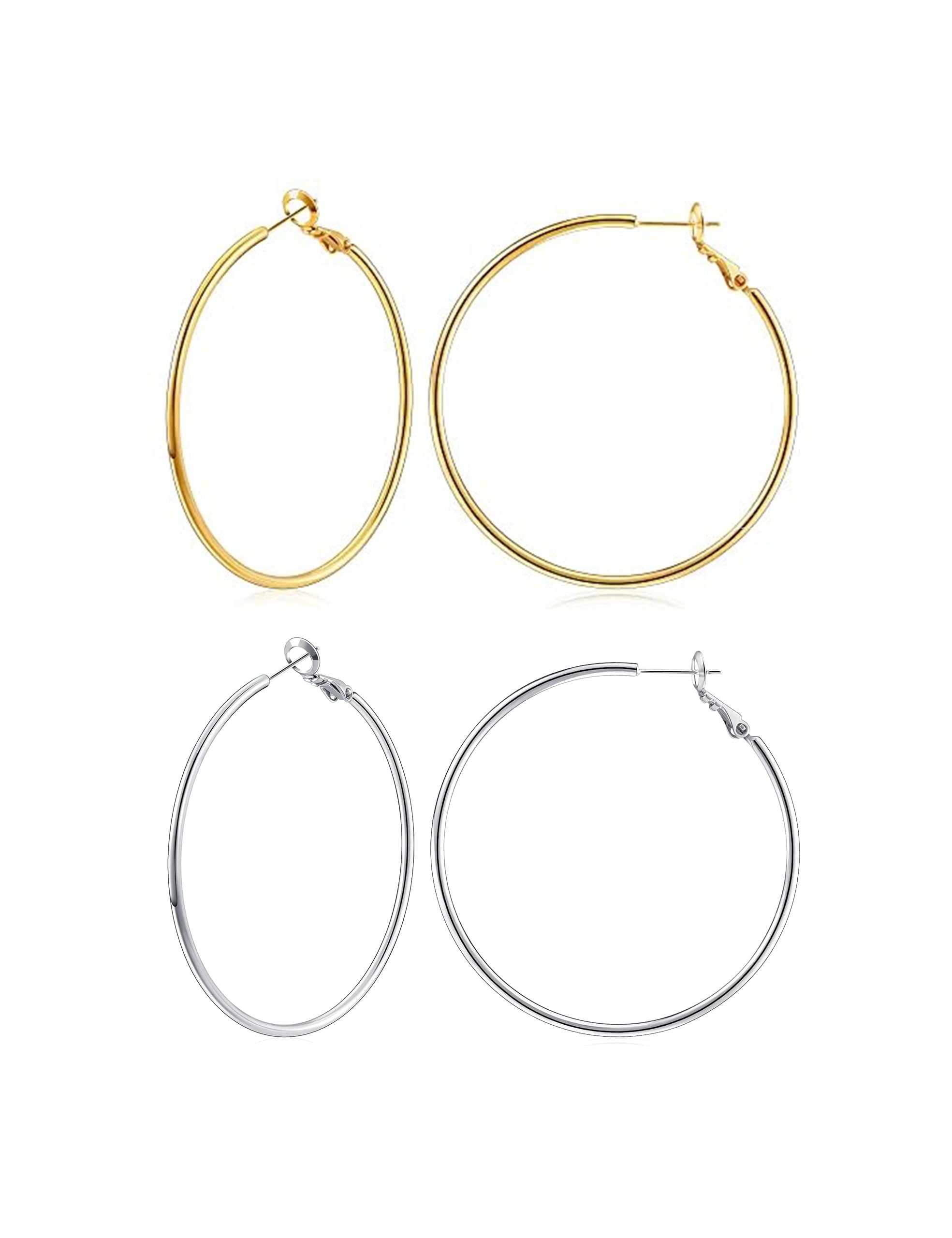 Gacimy Gold Hoop Earrings for Women, 14K Gold Plated Thin Hoops