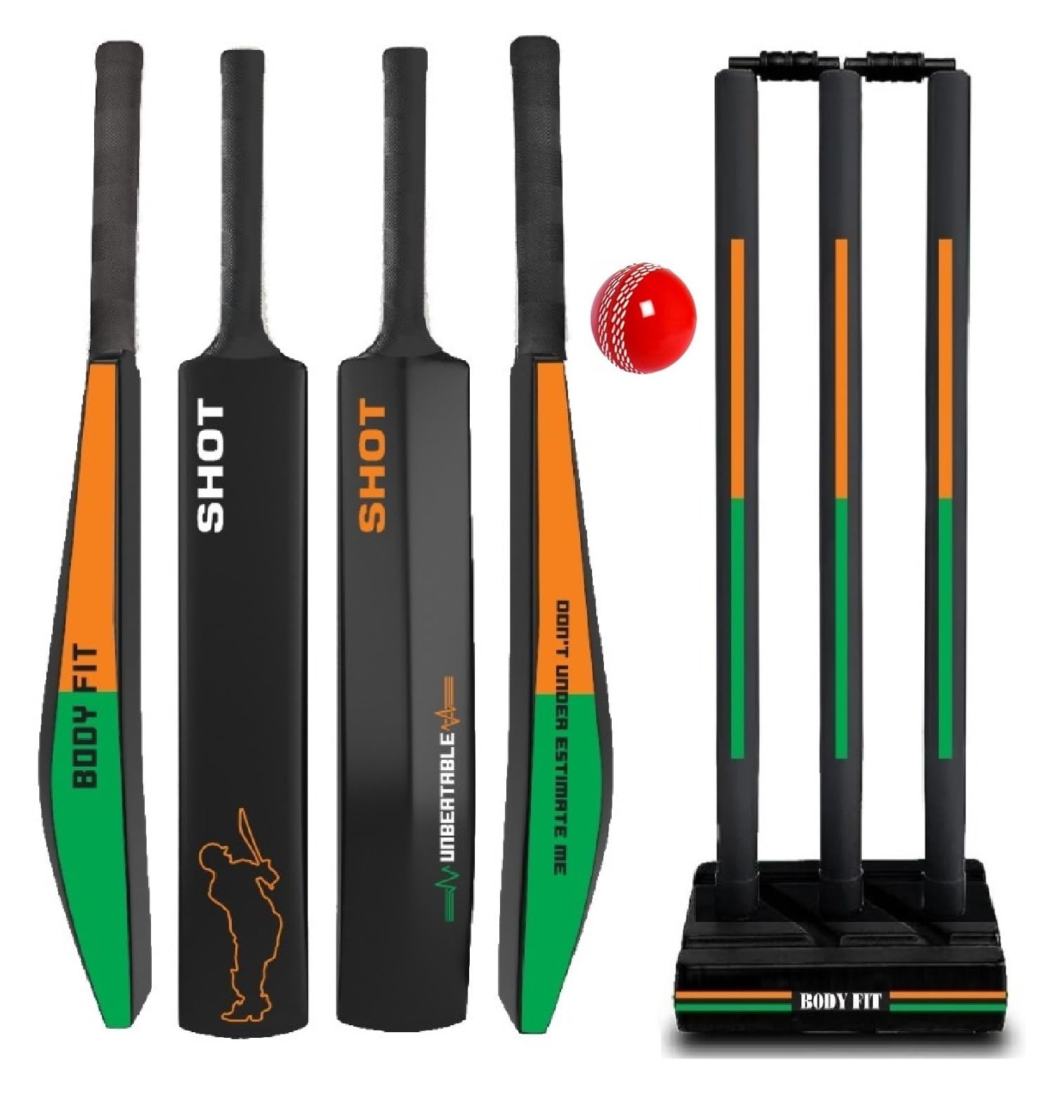 BodyFit Plastic Cricket Set with Bat, Stumps and Ball, Shot OraG. | Complete Cricket Kit, Includes Wicket Stand, Shot Design, For Outdoor Play-picture-21