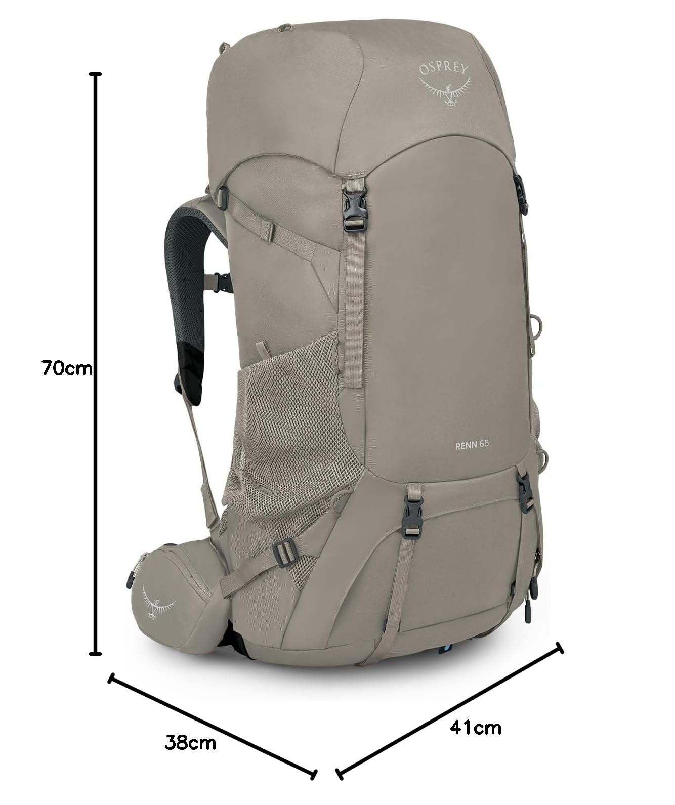 Osprey Renn Damen-Trekkingrucksack, 65L, Pediment Grey/Linen Tan