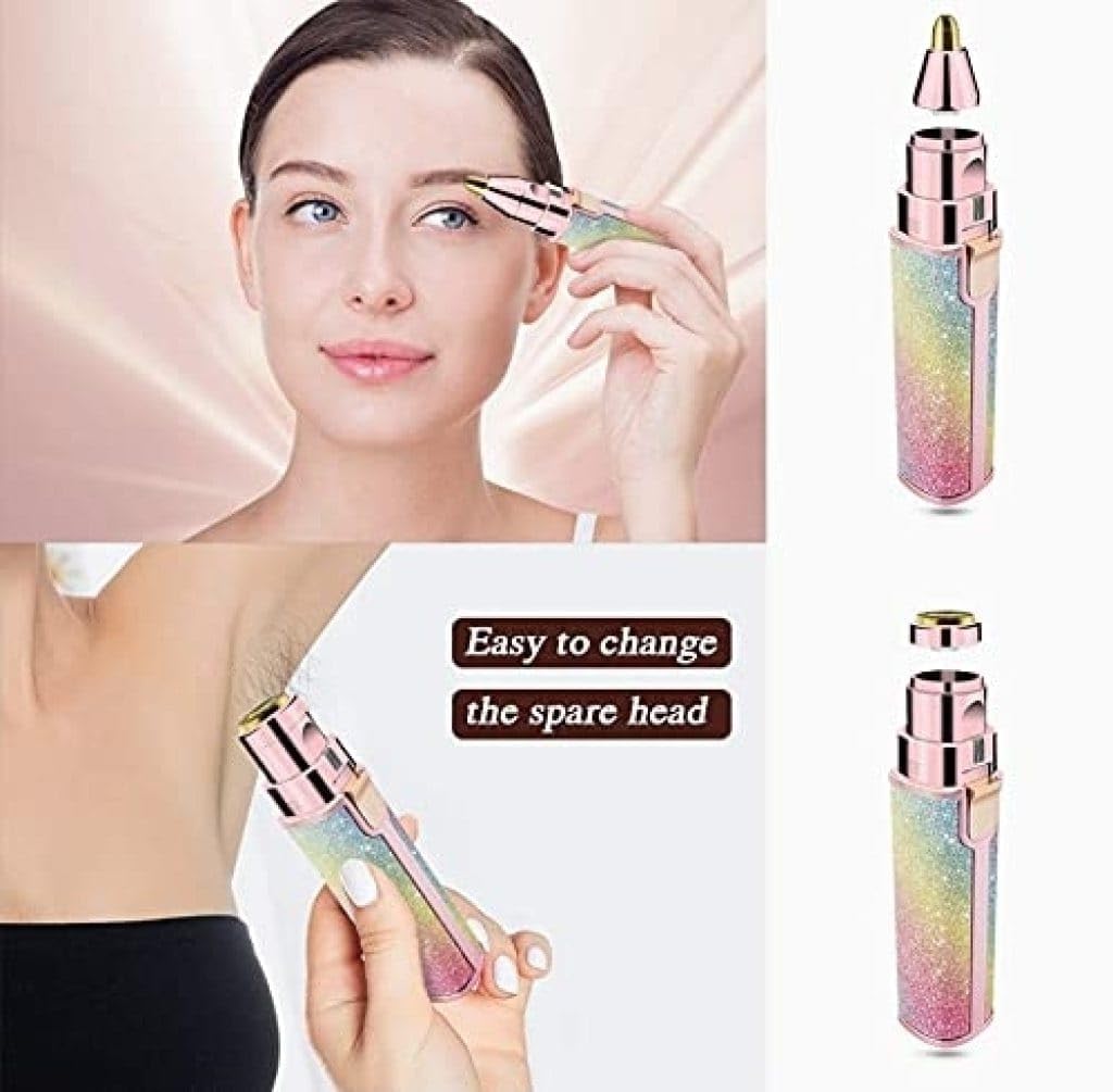 KANAKADHARA 2 in 1 Eyebrow Trimmer Facial Hair Removal for women & Girls Eye Brow Hair Remover Machine For Women - Face,Upper Lips,Cheek, Chin and Nose Hair Remover(Rainbow) 3