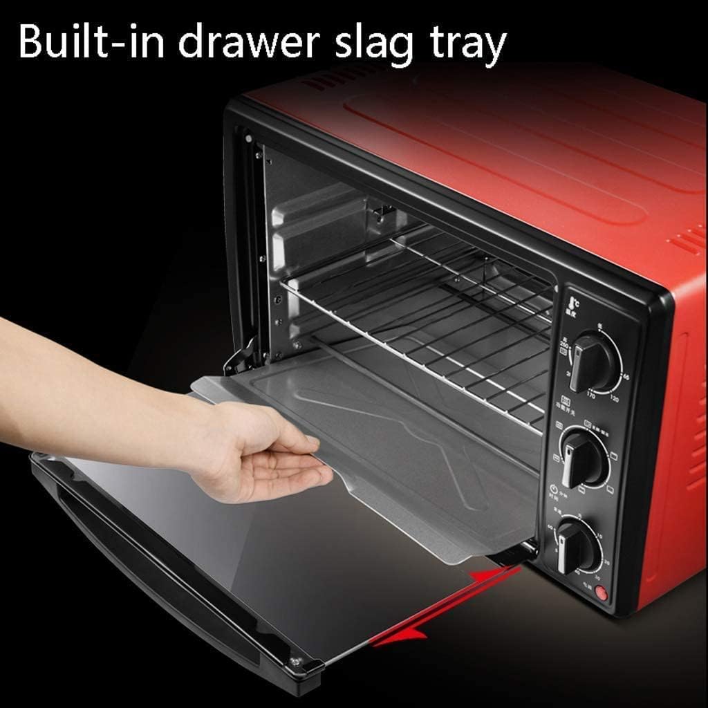 30L Red Mini Oven Adjustable Temperature 0-250 ℃ and 60 Minute Timing 6 Baking Functions Three Layers Baking Position Tempered Glass Door 1500W Commodity Code: LXJ-77 Aesthetic and l