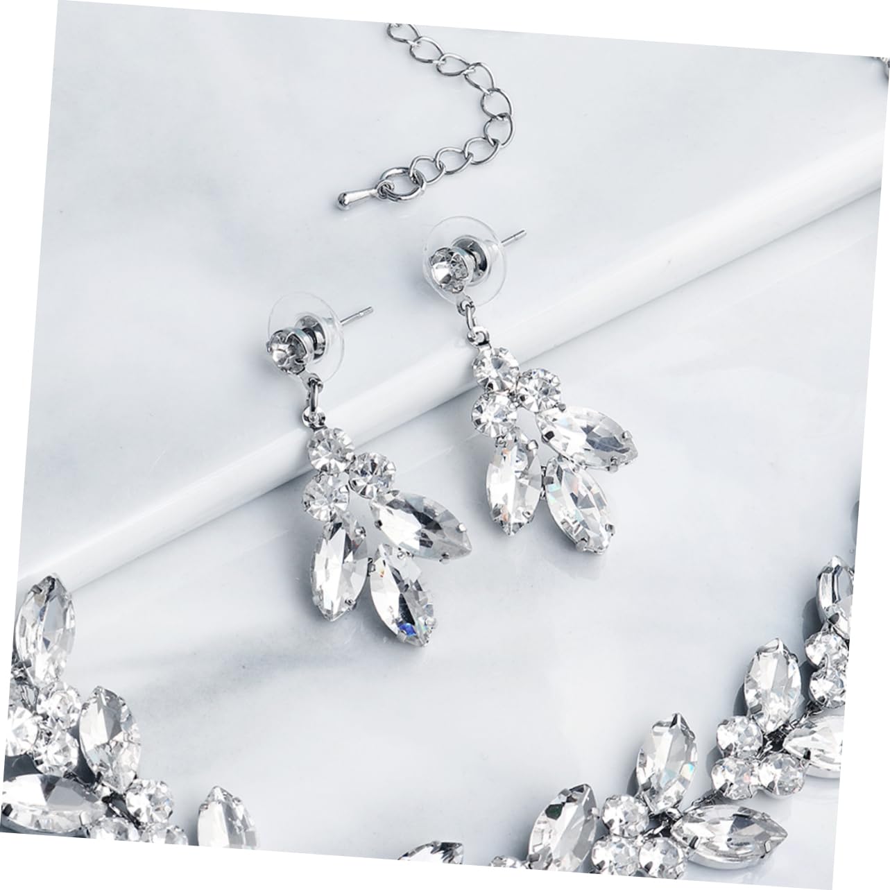 Abaodam 3juegos Conjunto De Joyería Para Novia Collar De Rhinestone y Pendientes Elegantes Accesorios Para Vestido De Boda Collar Pendientes