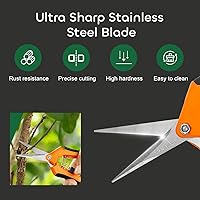 Vista 3 de GROWNEER 1 paquete de tijeras de podar de 6.5 pulgadas, tijeras de podar de mano para jardinería, tijeras de jardinería con cuchillas rectas