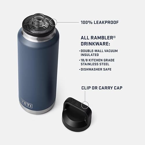 Miniatura 2 de YETI Rambler Botella de 46 onzas, aislada al vacío, a prueba de fugas, acero inoxidable con tapa para sorbos