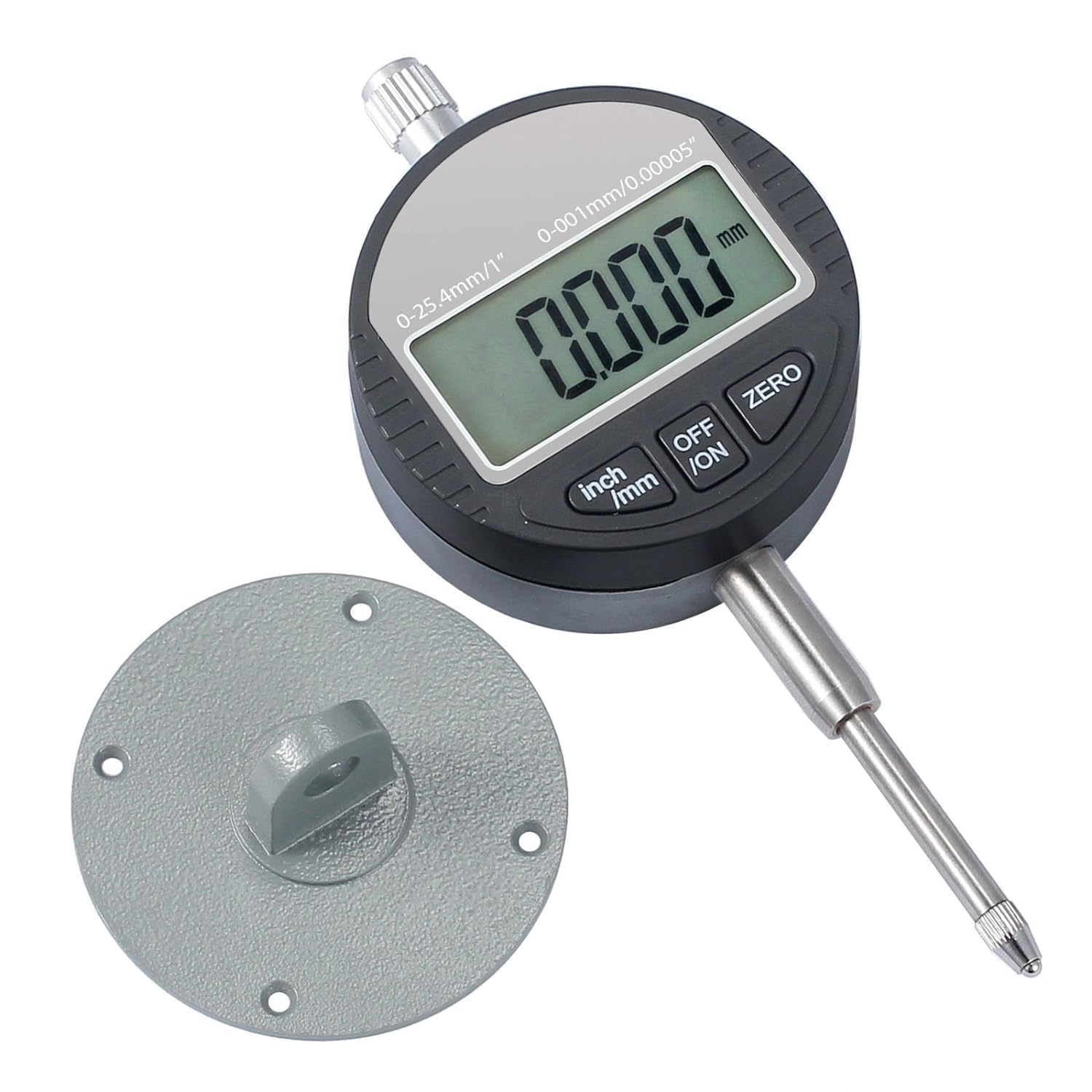 AUTOUTLET Comparatore Micrometro Millesimale DTI 0,001/0,00005” Indicatore a Quadrante Digitale Calibro di Precisione da 0-25,4 mm/1'' Indicatore Elettronico