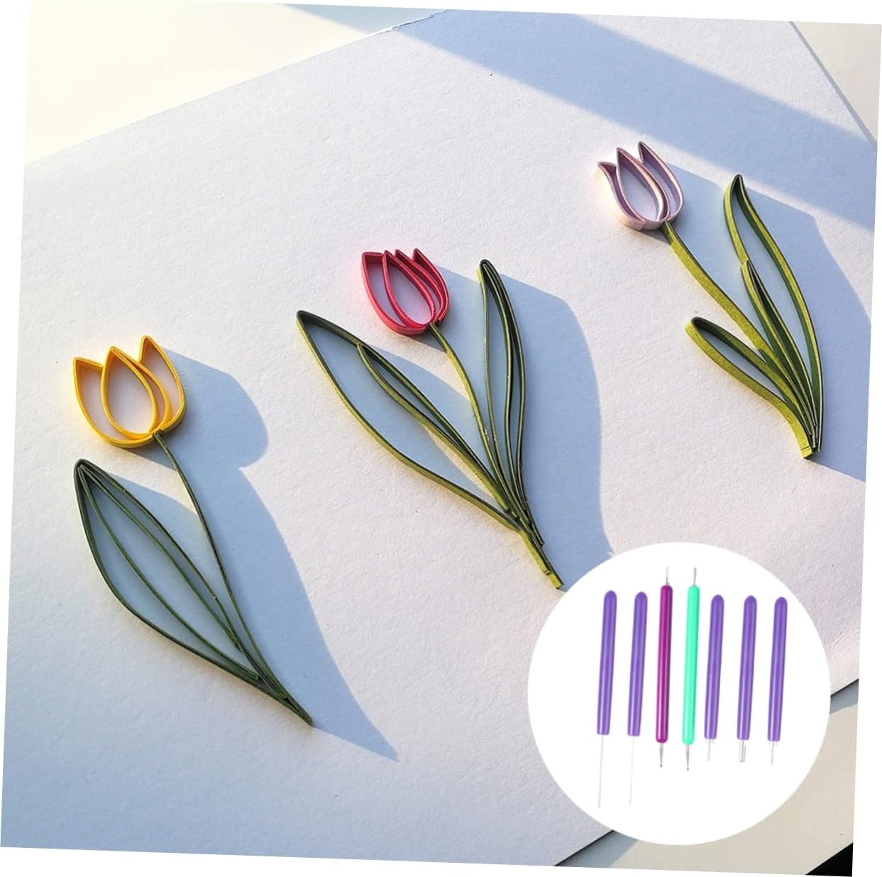 Beatifufu 7-Piece DIY Quilling Tool Set for Crafting Includes Quilling Pen Slotted Tool and Finger for Paper Projects and Creative Art Supplies Random Color