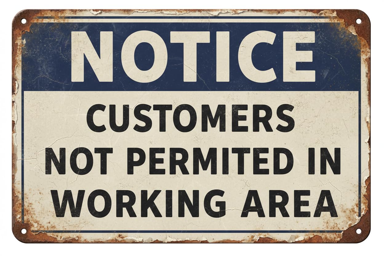 Wall Decor Osha -customers Not Permitted In Work Area - Entrance And Exit Sign Metal Sign 8 X 12 Inches Clear Signage For S, Fences Vintage Signs Aluminum Plates Printed