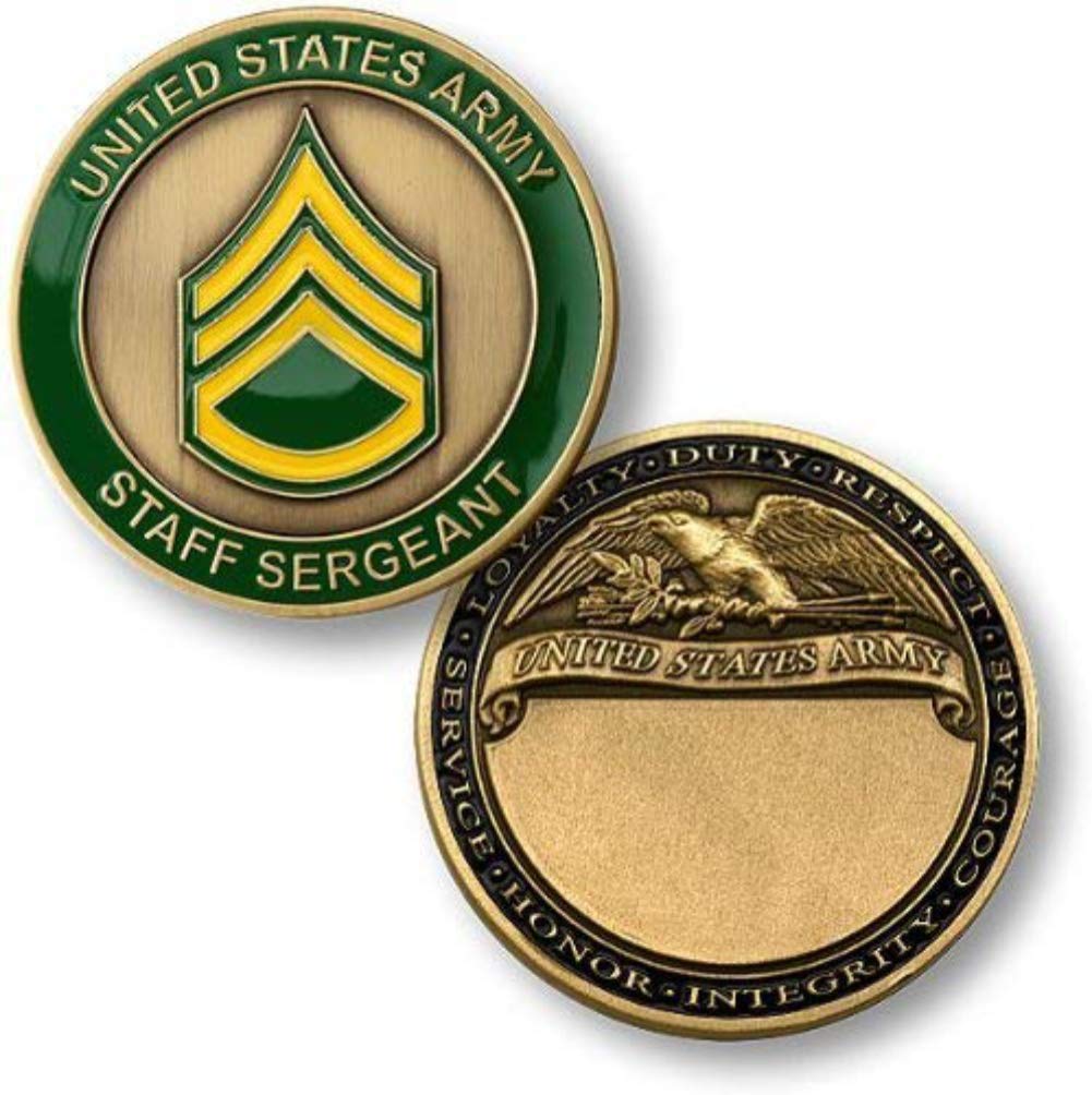 Armed Forces Depot U.S. Army Staff Sergeant Engravable Back Challenge Coin