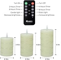 Vista 5 de Vela recargable sin llama, vela de LED parpadeante con forma de velón de cera auténtica con luces de hadas, control remoto y temporizador, mecha