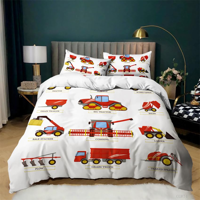Housse de couette 240 x 260 voiture rouge pour lit double zippé facile à border et sans plis