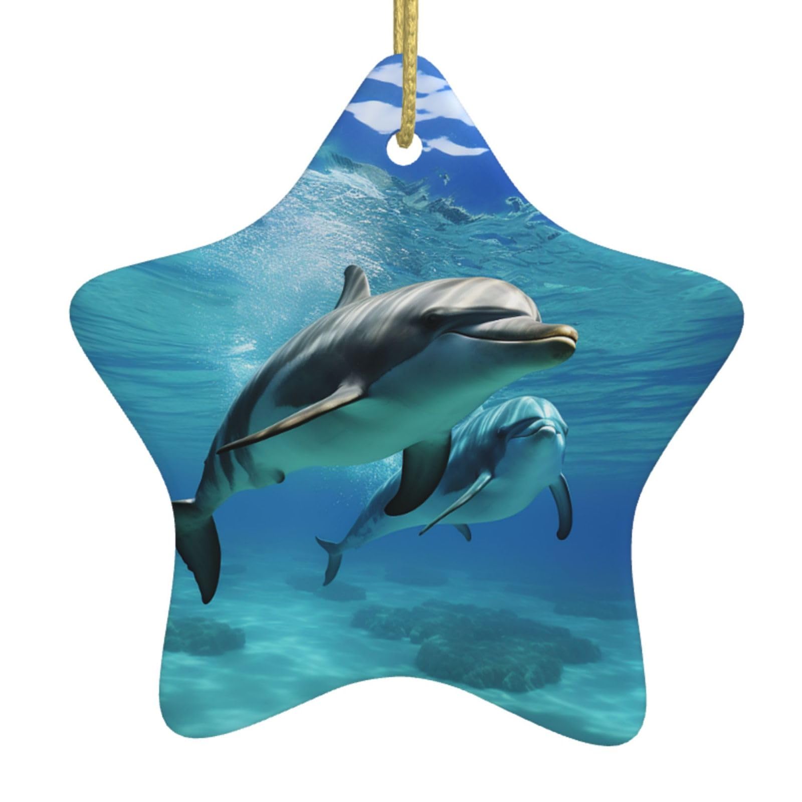 Fodpand Women's White Marine Dolphin Christmas Ornaments 2025, Gift Exchange For Men, Collectible Ceramic Ornament Star Hanging Ornaments For Christmas Tree Decoration
