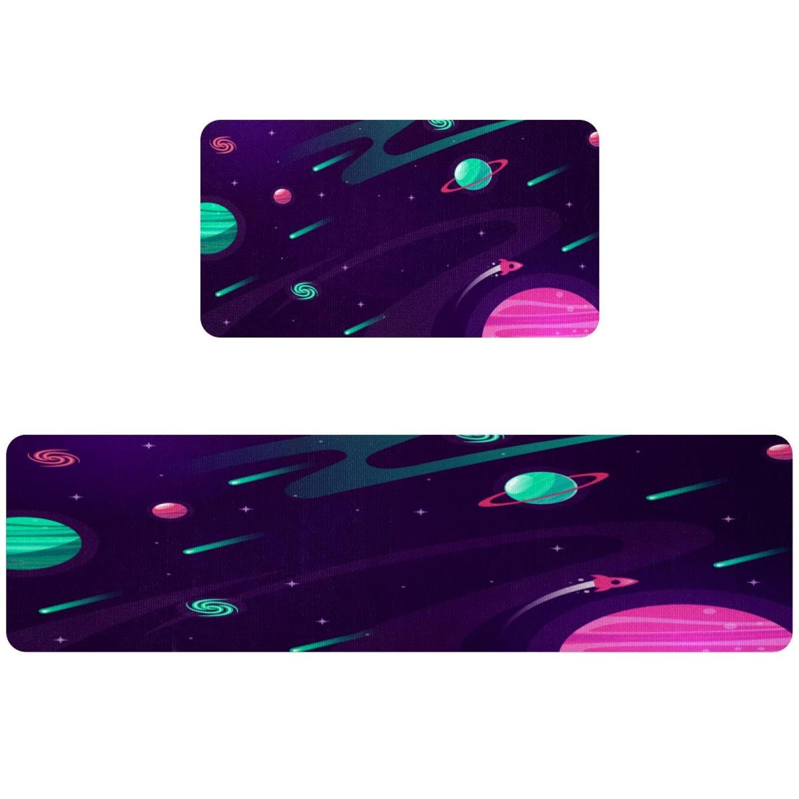 Tapete de cocina antideslizante y lavable juego de 2 alfombras absorbentes moradas