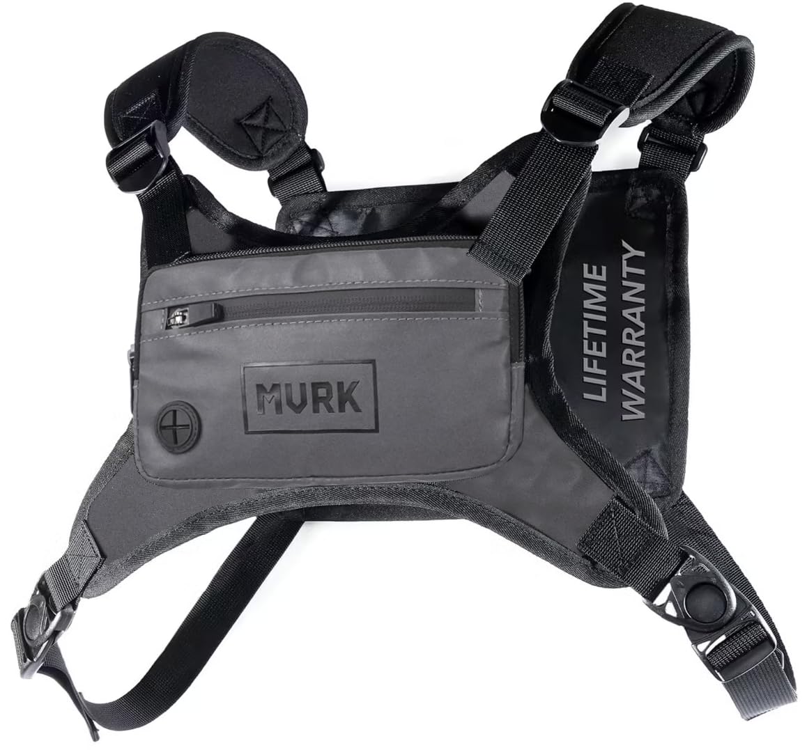 MVRK Waterproof Chest Pack - Minimalist Pack for Workout with Phone Holder and Extra Storage Lightweight Vest Running Backpack, Reflective elements