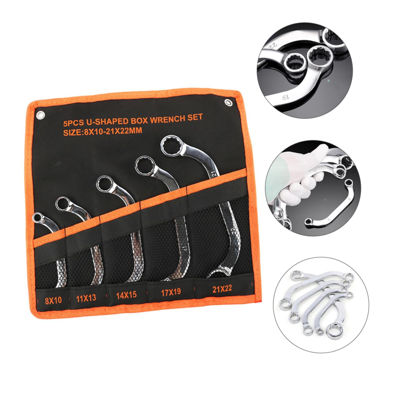 NUOBESTY Clé à Douille Multifonction en 5 Pièces Acier Chrome-Vanadium Réversible Outil de Réparation Compatible Véhicules Ensemble Complet