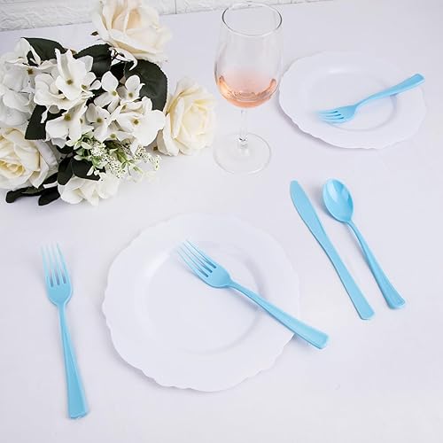 Vista 112 de WDF 160 cubiertos de plástico verde, cubiertos de Navidad resistentes que incluyen 80 tenedores, 40 cucharas, 40 cuchillos, utensilios de plástico