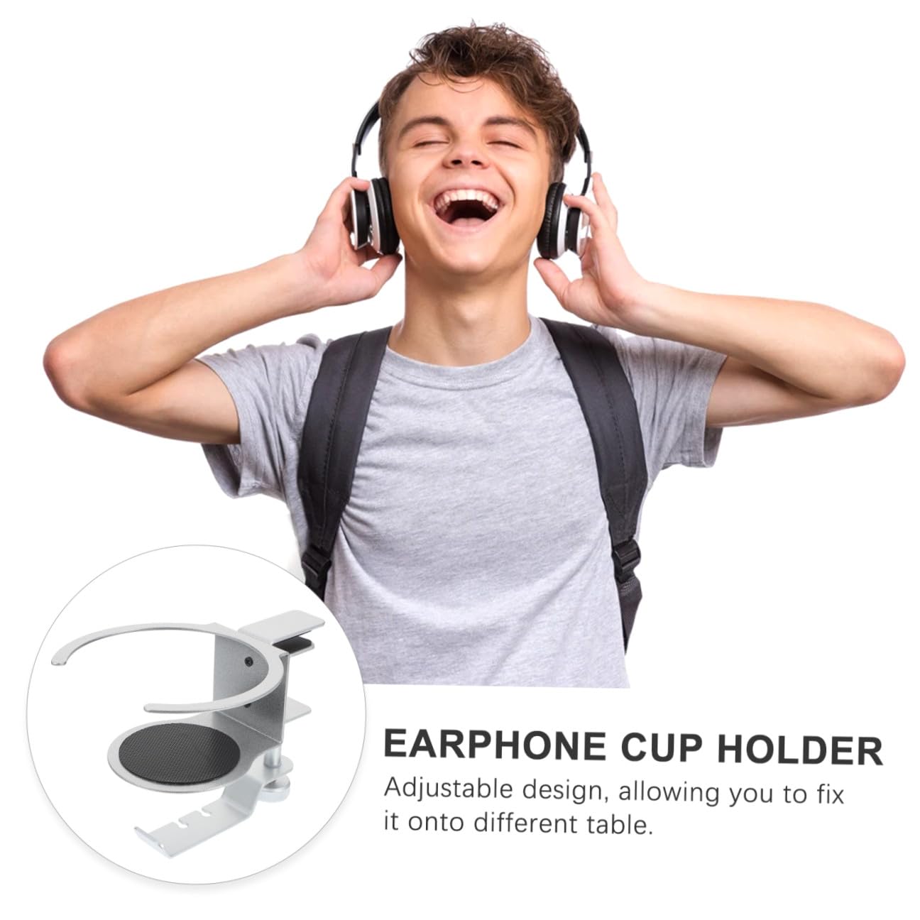 BESTonZON Ganchos para Auriculares y Soporte De Taza Bajo Escritorio Soporte Ajustable para Auriculares De Pc Organizador Multifuncional para Hogar y Oficina