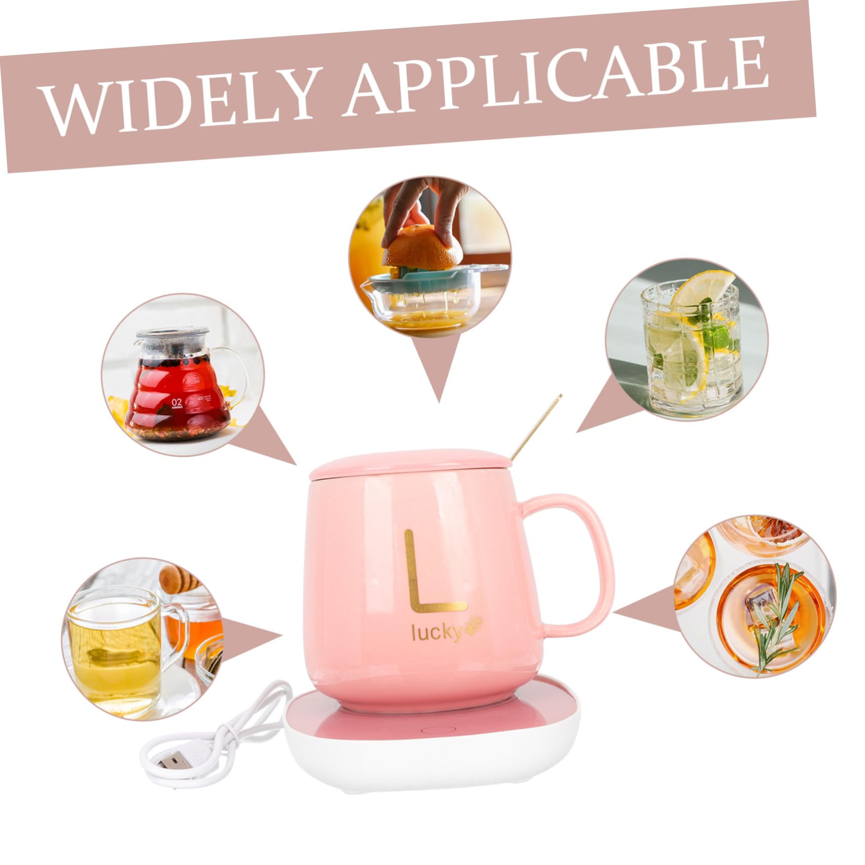 STOBAZA 1Set Electric Mug Warmer Heated Cup for Milk and Tea Thermostatic Beverage Warmer with Opening for Easy Cleaning for Home Office Use Present