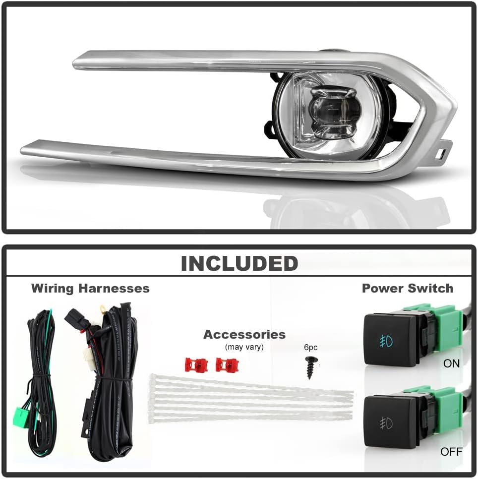 ACANII - For 2021 2022 2023 Toyota Sienna LED Bumper Fog Lights Driving Lamps w/Switch & Bezel Pair Set Left+Right