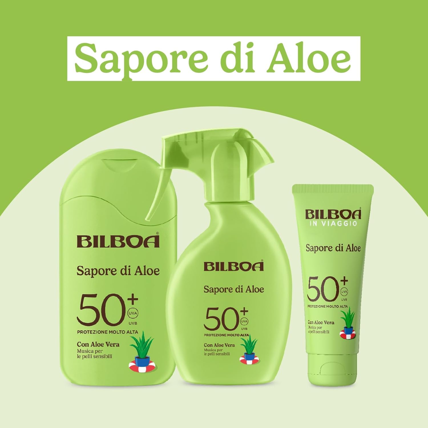 Bilboa, Sapore di Aloe, Stick Solare SPF 50+, Protezione Solare per Zone Delicate del Corpo e Pelli Sensibili, Profumo di Aloe Vera, Resistente all’Acqua, Formato Viaggio, 20 ml