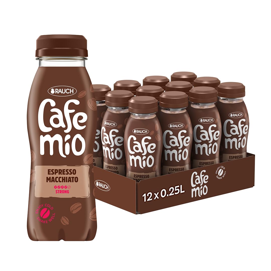 Cafemio Espresso Macchiato | Eiskaffee-Genuss To-Go | Einzigartiger Kaffeegeschmack mit bester Alpenmilch aus Österreich | die Kaffeepause für unterwegs | 12x 250ml PET