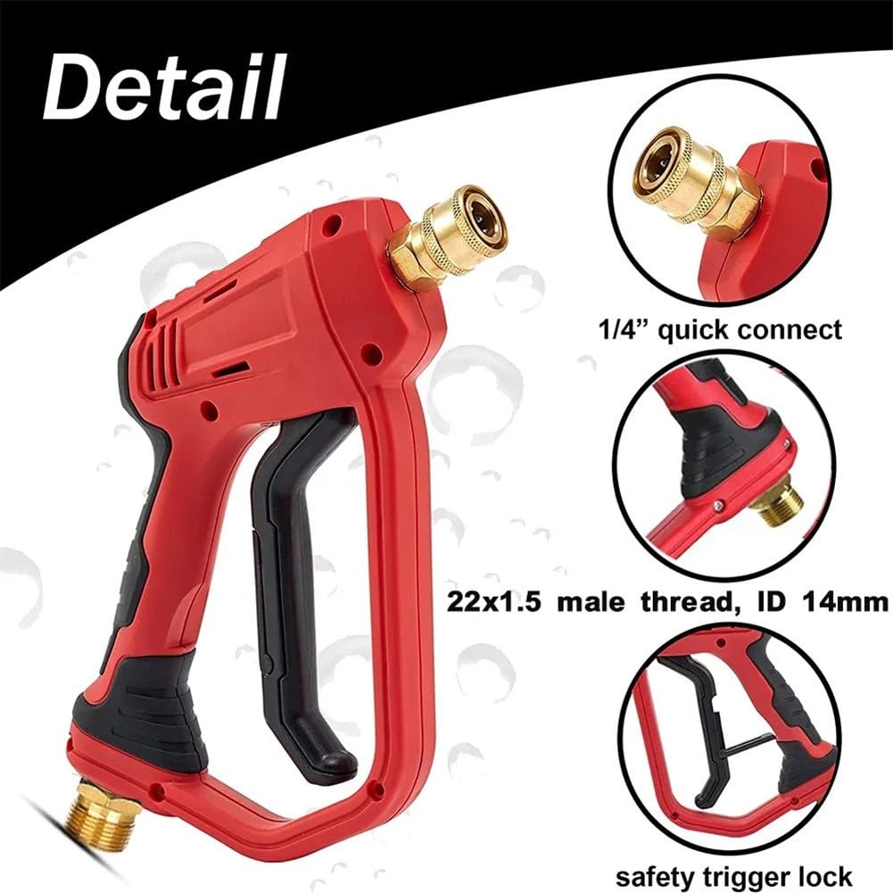 Limpiador de alta presión Lanza 4000 PSI 3 en 1 juego de extensión con 5 boquillas de acero inoxidable y latón, a prueba de fugas para limpieza de coches, fachadas, vallas y jardín, color