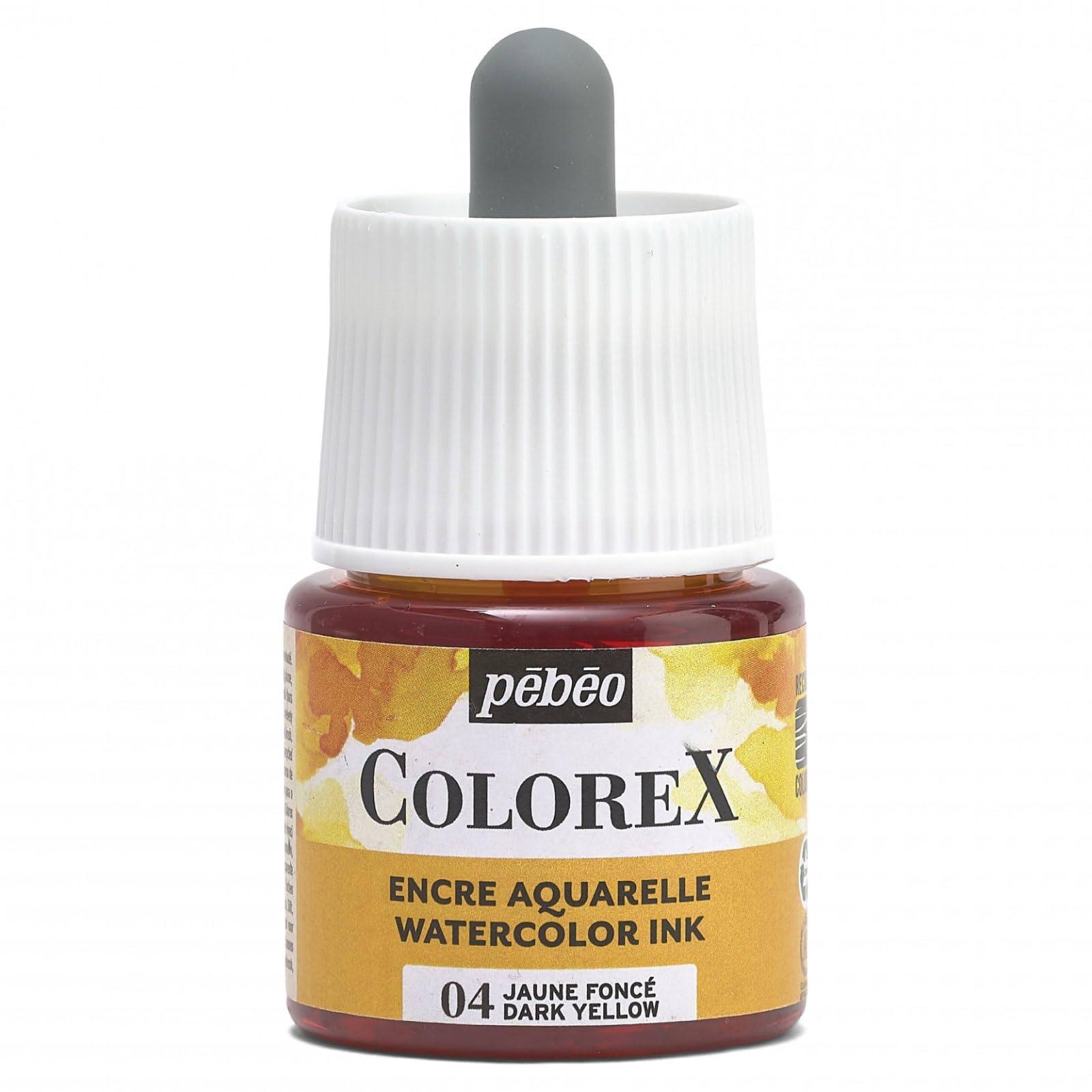 Pébéo - Colorex Ink 45 ml Dark Yellow – Colorex Watercolour Ink Pébéo – Velvety Yellow Ink – Multi-Tool Drawing Ink for All Media – 45 ml – Dark Yellow