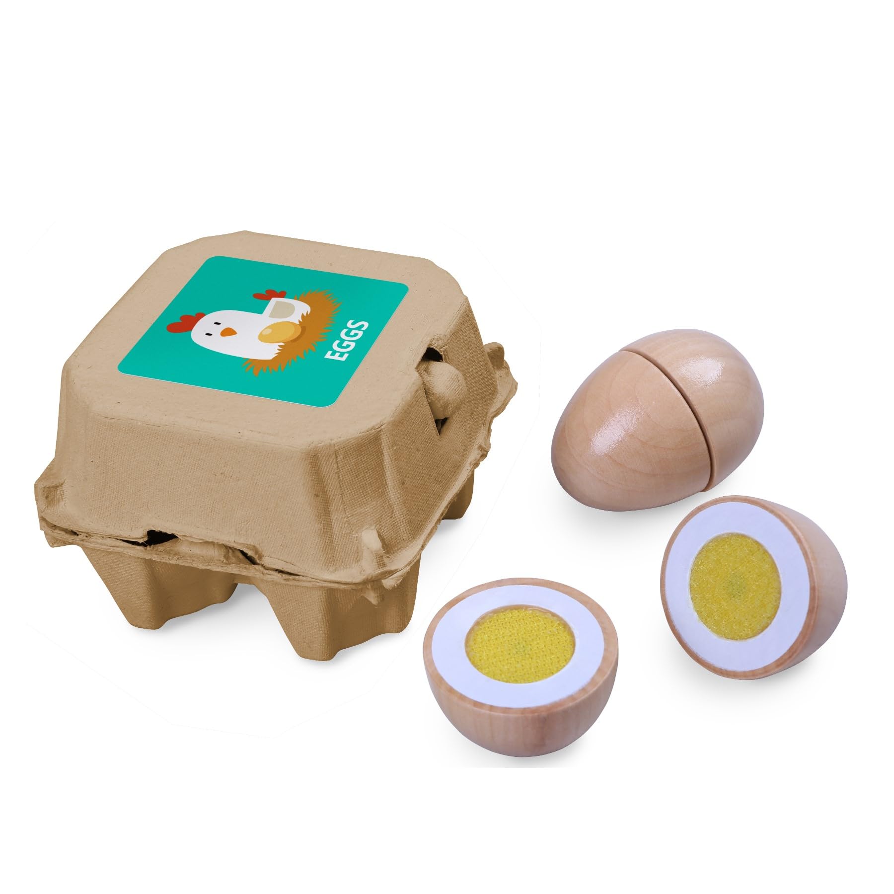Œufs En Bois Avec Velcro Small Foot - Jeu D'imitation Cuisine Pour Enfants, 4 Œufs + Boîte