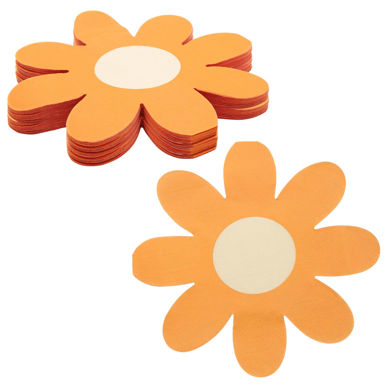 TNSLAND Pack of 40 Napkins Daisy Napkins Flowers Colourful Napkins Summer Party Napkins Flower Shape Napkins Daisy Decorative Napkins Summer Party Tableware Party Decoration (Orange)