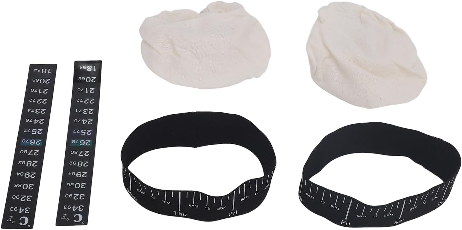 Sourdough Starter Jar Kit with Cloth Cover and Date marked Feeding Band for bread baking Supplies, Fits Jars with 3 to 4 Inch Diameter, Essential for sourdough bread Making